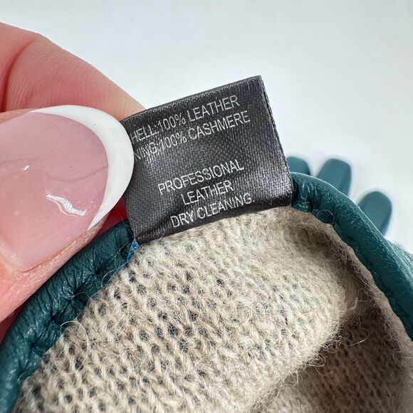 EXCELLED NWT Leather Gloves Cashmere Lined Green Small Buttery soft - Picture 6 of 7